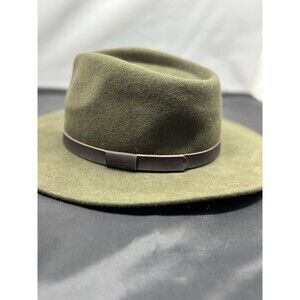 Barbour Crushable Bushman Wool Felt Fedora Hat Olive Brown Leather Band XL NWT